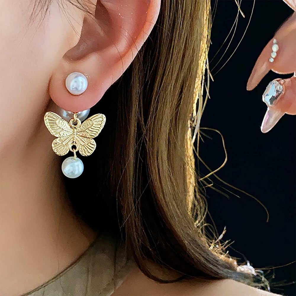 アクセサリー ALL BLUES PEARL EARRINGS TWO SMALL Amazon.com: Iaceble Boho Pearl Ear Jacket Earrings Butterfly
